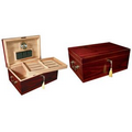 The Monte Carlo 120 Count Cherry Finish Humidor w/ Tray Lock & Handles